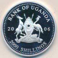 Uganda 2006. 2000Sh Ag "A labdarúgás halhatatlanjainak csarnoka - Magyarország 1960-as évek/Albert Flórián" T:PP Uganda 2006. 2000 Shilling Ag "Hall of Fame of football - Hungary 1960's/Flórián Albert" C:PP