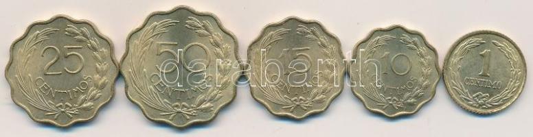 Paraguay 1950-1953. 1c-25c (5xklf) T:1- Paraguay 1950-1953. 1 Centimo - 25 Centimos (5xdiff) C:AU