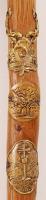 cca 1930 Faragott fa túrabot osztrák turistabot jelvényekkel / Austrian hiking cane with hiking badg...