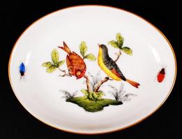 Herendi Rothschild ovális tálka, kézzel festett, hibátlan, jelzett, 10x7,5 cm