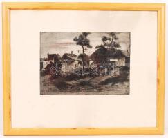 Olvashatatlan jelzéssel: Este felé. Rézkarc, papír, jelzett, üvegezett keretben 21×29 cm