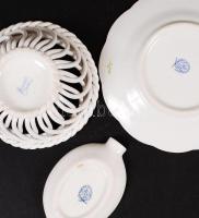 Herendi virágmintás tálkák, kézzel festett, hibátlan, jelzett, d: 10, 12 cm és 9x6 cm