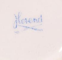 Herendi virágmintás bonbonier, kézzel festett, hibátlan, jelzett, d: 7,5 cm