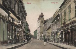 Pécs, Király utca, Spiegel József, Hofmann Károly, Kiss Pál kereskedései (Rb)