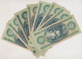 1957-1975. 10Ft (8x) benne vágáshibás bankjegy T:III,III-