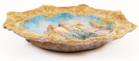 Vajdahunyad várát ábrázoló tányér spiáterből, d: 27x27 cm