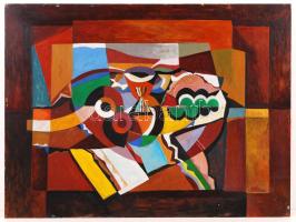 Ifj. Guti József (1946-): Csendélet az asztalon. Olaj, farost, jelzett, 60×80 cm