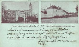 Pozsonyivánka, Kastély, Szent Károly kórház; kiadja Angermayer Károly / castle, hospital
