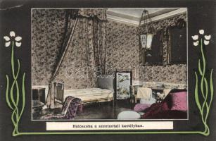 Szentantal, Kastély, hálószoba / castle interior, floral (EB)