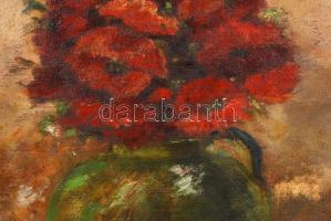 Olvashatatlan jelzéssel: Virágcsendélet. Olaj, farost, antik keretben, 29×23 cm