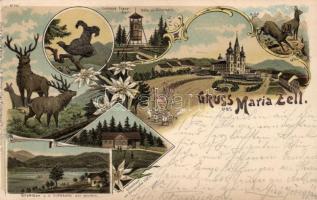 Mariazell, hunting, litho