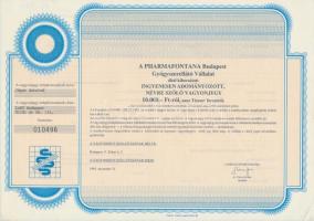 Budapest 1991. "Pharmafontana Budapest Gyógyszerellátó Vállalat" névre szóló vagyonjegy 10...