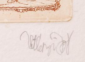 Vetlényi Zsolt (1967-): Bársony kiscsikó. Rézkarc, merített papír, jelzett, 12×12 cm