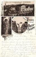 1893 (!) Ross-Trappe, Hotel zum Rosstrappe mit Winzenburg; early litho postcard (Rb)