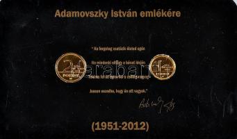 2012. 1Ft Au (4.6g/0.999) + 2Ft Au (6.75g/0.999) "Adamovszky István emlékére" limitált díszkiadás "0050" sorszámmal jelezve, tanúsítvánnyal és eredeti plasztiktokban T:BU Csak 50db! R! Hungary 2012. 1 Forint Au (4.6g/0.999) + 2 Forint Au (6.75g/0.999) "In memory of István Adamovszky" limited set in original plastic case with "0050" serial number C:BU Only 50 examples! R!