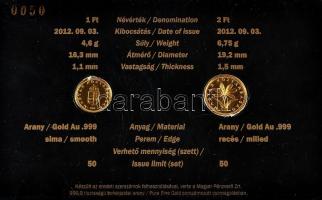 2012. 1Ft Au (4.6g/0.999) + 2Ft Au (6.75g/0.999) "Adamovszky István emlékére" limitált dís...