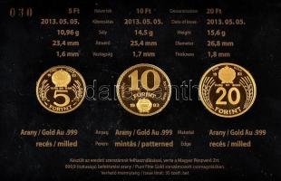 2013. 5Ft Au (10.96g/0.999) + 10Ft Au (14.5g/0.999) + 20 Forint Au (15.6g/0.999) "Adamovszky Is...