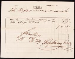 cca 1870 Bp., V. Gyertya, szappan, lámpaolaj kereskedő reklámos fejléces számlája