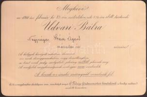 1911 Meghívó udvari bálra, Szász Ágosot százados részére / Invitation for royal ball 19x13 cm