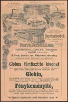 1909 Globin czipő-tisztítószer reklámos fejléces számlája