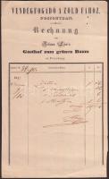 1847 Pozsony, Vendégfogadó a Zöld Fához reklámos fejléces számlája / 1847 Bratislava. Invoice from the 'Lodging House to the Green Tree'