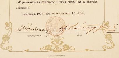 1906 Budapest, Önkéntes Mentő Egyesület ezüstérmet adományozó oklevele / 1906 Freewill Ambulance Ass...