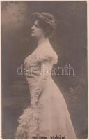 cca 1900 Vízváry Mariska (1877-1954) színésznő érdekes tartalmú, saját kezű képeslapja