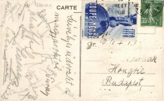 Coupe du Monde / FIFA World Championship 1938 s: Joe Bridge; hátoldalán a magyar csapat aláírásai / ...