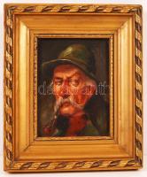 A. Zimmermann jelzéssel: Pipás. Olaj, farost, jelzett, fa keretben, 12x16 cm