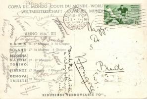 1934 Campionato mondiale di calcio / FIFA World Cup s: Mario Gros; hátoldalán a magyar csapat aláírá...