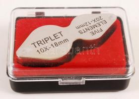 Triplet 10x-18mm, 20x-12mm-es nagyító eredeti dobozában