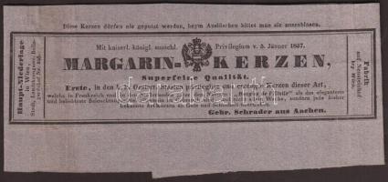 cca 1837 Bécs, Gyertyakereskedő címkéje / cca 1837 Vienna, Candle dealer's label