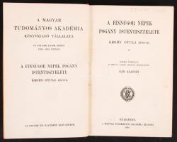 Krohn Gyula: A finnugor népek pogány istentisztelete. Budapest, 1908, MTA kiadása. Képekkel, aranyozott vászonkötésben, jó állapotban