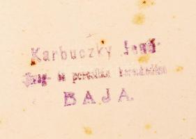 cca 1890 M. K. Honvédtörzstiszt, huszár rézmetszetes képe, üvegezett keretben . Metszette: Woernle /...