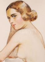 Kőszeghy Elemér (1882-1954): Félakt. Vegyes technika, papír, jelzett, 42×29 cm