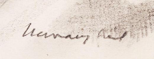 Udvary Pál (1900-1987): Édes álmok. Ceruza, papír, jelzett, 21×32 cm