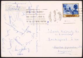 cca 1960 A Madridban játszó magyar labdarúgó válogatott tagjai által aláírt képeslap