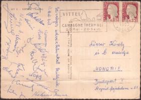 1963 A Vittelben játszó magyar labdarúgó válogatott tagjai által aláírt képeslap