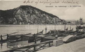 Budapest V. Dunai rakpart, hajók és a Gellért-hegy