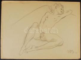 Székely Alex (1901-1968): Erotikus vázlatrajz. Ceruza, papír, jelzett, 31×43 cm