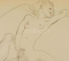 Székely Alex (1901-1968): Erotikus vázlatrajz. Ceruza, papír, jelzett, 31×43 cm