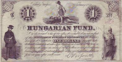 1852. Emigrációs "Kossuth-bankó" New York 1$ "C" betűjellel T:I