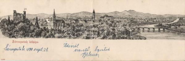 1899 Sárospatak, grafikai panorámalap / panoramacard