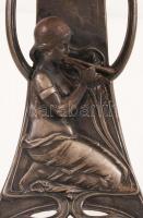 Jelzett német ón szecessziós váza, m: 19 cm