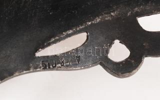 Jelzett német ón szecessziós váza, m: 19 cm