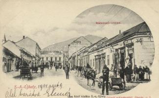 Sátoraljaújhely, Rákóczi utca, Deutsch Ábrahám kereskedése, gyógyszertár