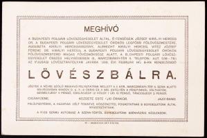 1930 Meghívó a Budapesti Polgári Lövészegyesület által rendezendő Lövészbálra