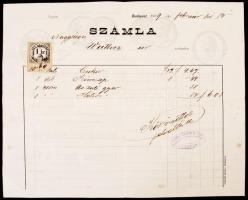 1889 Bp., V. Gyertya, szappan, illat- és pipereáru kereskedő reklámos fejléces számlája