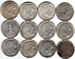 Német Birodalom/III.Birodalom 1935-1936. 5M Ag  "Hindenburg" (10x) + "Garnisonskirche" (2x) T:2/3