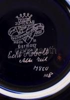 Ilmenau német kobaltkék porcelán kávéskészlet, 4 db kávéscsészével, tálakkal, kávés kancsóval, tejsz...